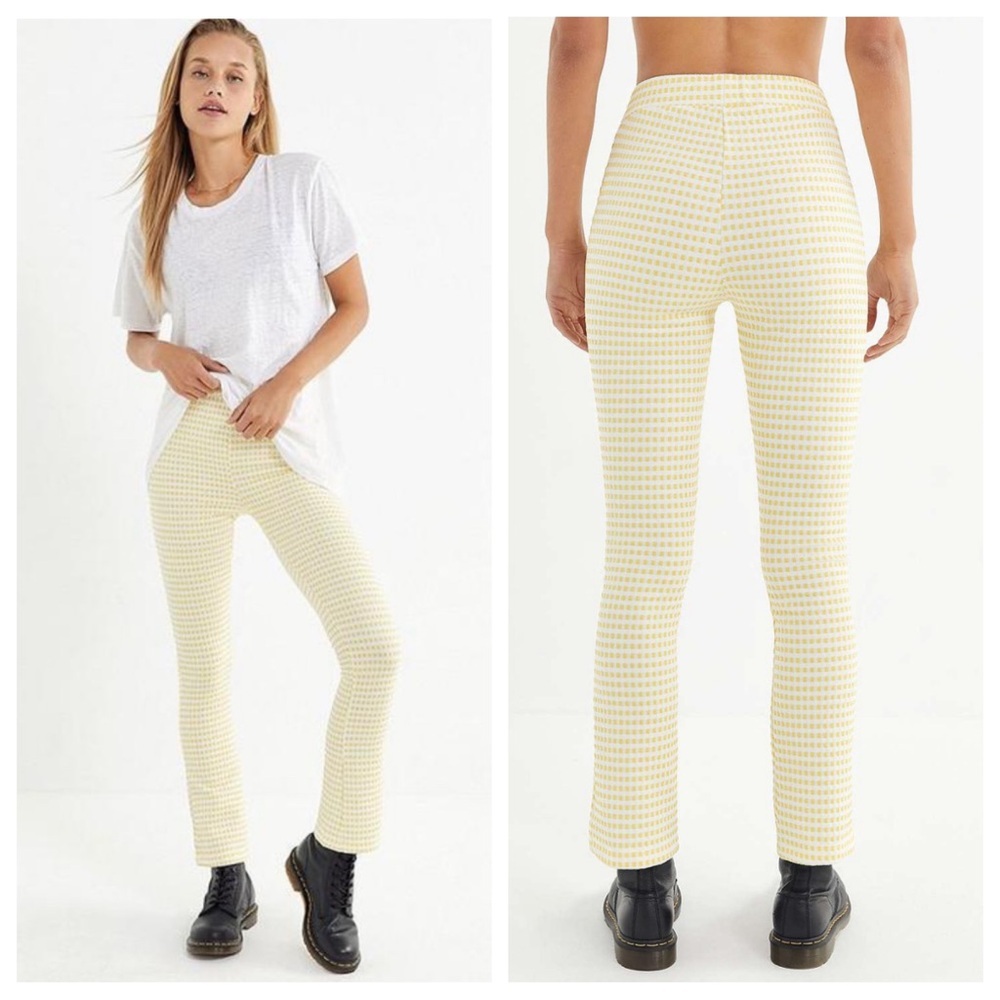 Urban Outfitters Yellow Checkered Flare Pants